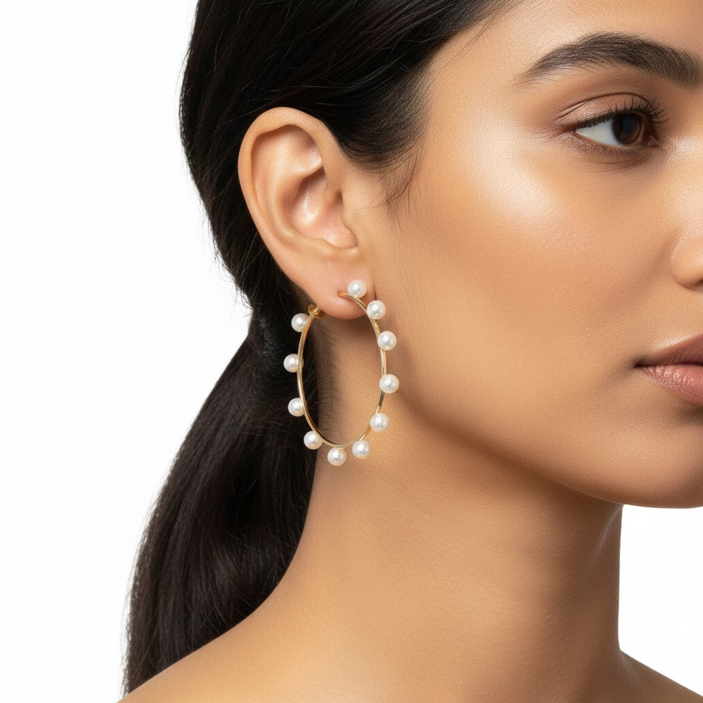 Pearl Halo Hoops